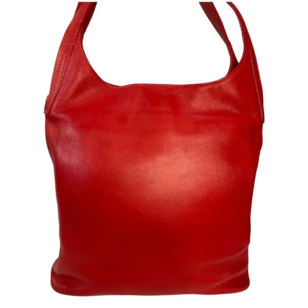 Loewe Red Leather Hobo Shoulder Bag Madrid Minimalist Slouch Handbag